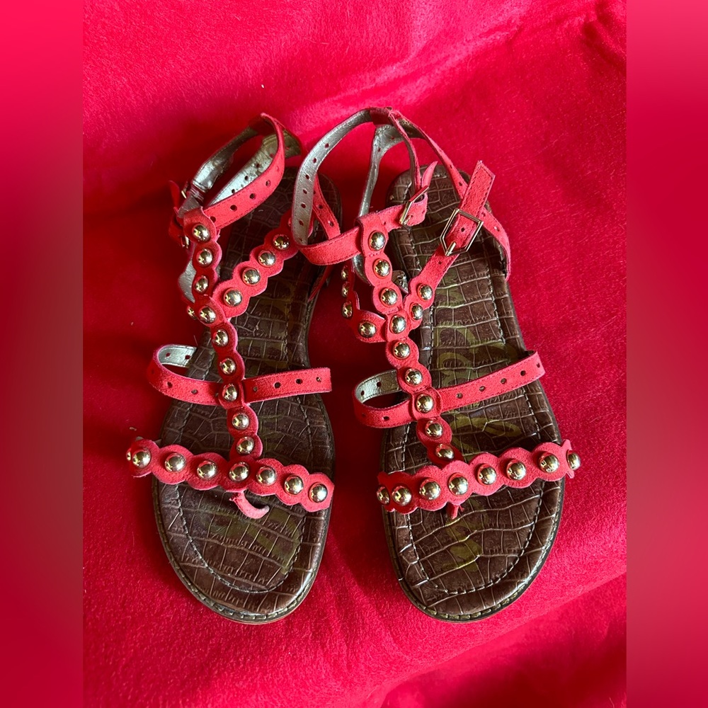 Sam Edelman orange/red suede gladiator sandal.  Size 9.
